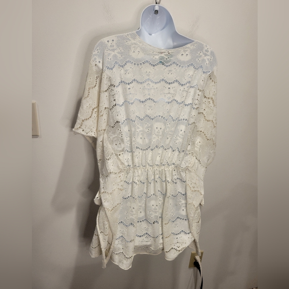 Letarte Handmade Size M White Skull Lace Beach Swim Cover Up - Picture 4 of 6